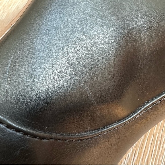 Vintage 90's Y2K Black Ankle Boots Faux Wood Platform Heel Booties - Size 8 - Picture 12 of 16